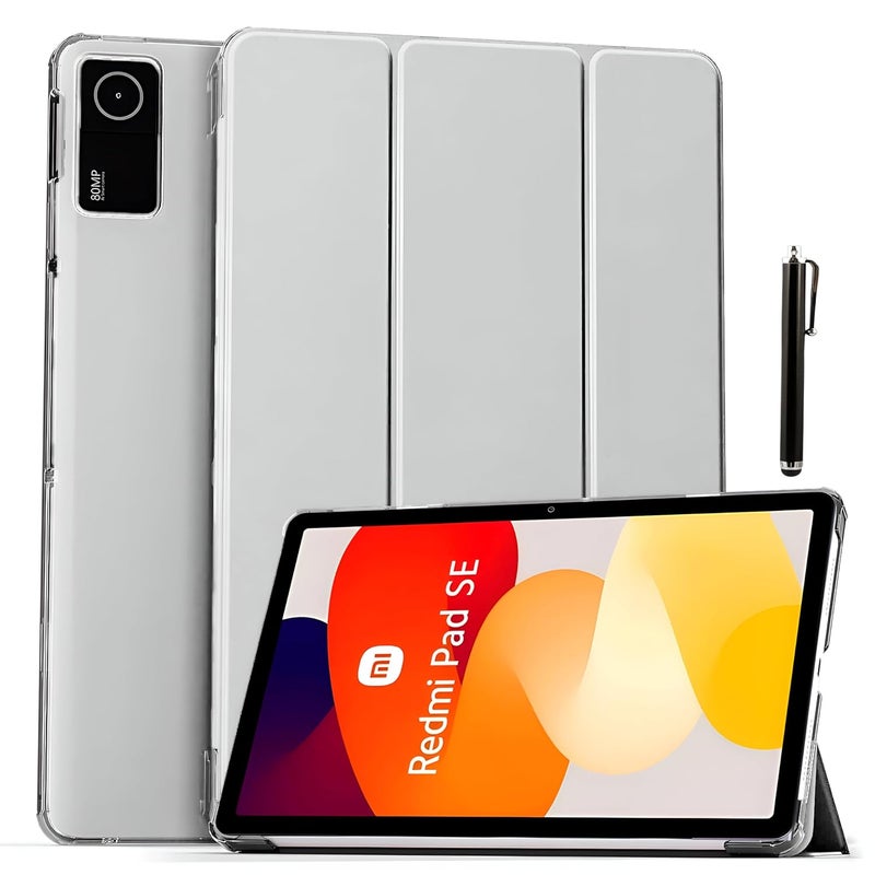 ProElite Case Cover for Redmi Pad SE 11 inch Cover, Smart Flip Case Cover for Redmi Pad SE 11 inch Translucent Back with Stylus Pen [Auto Sleep Wake Feature], Grey - Image 1