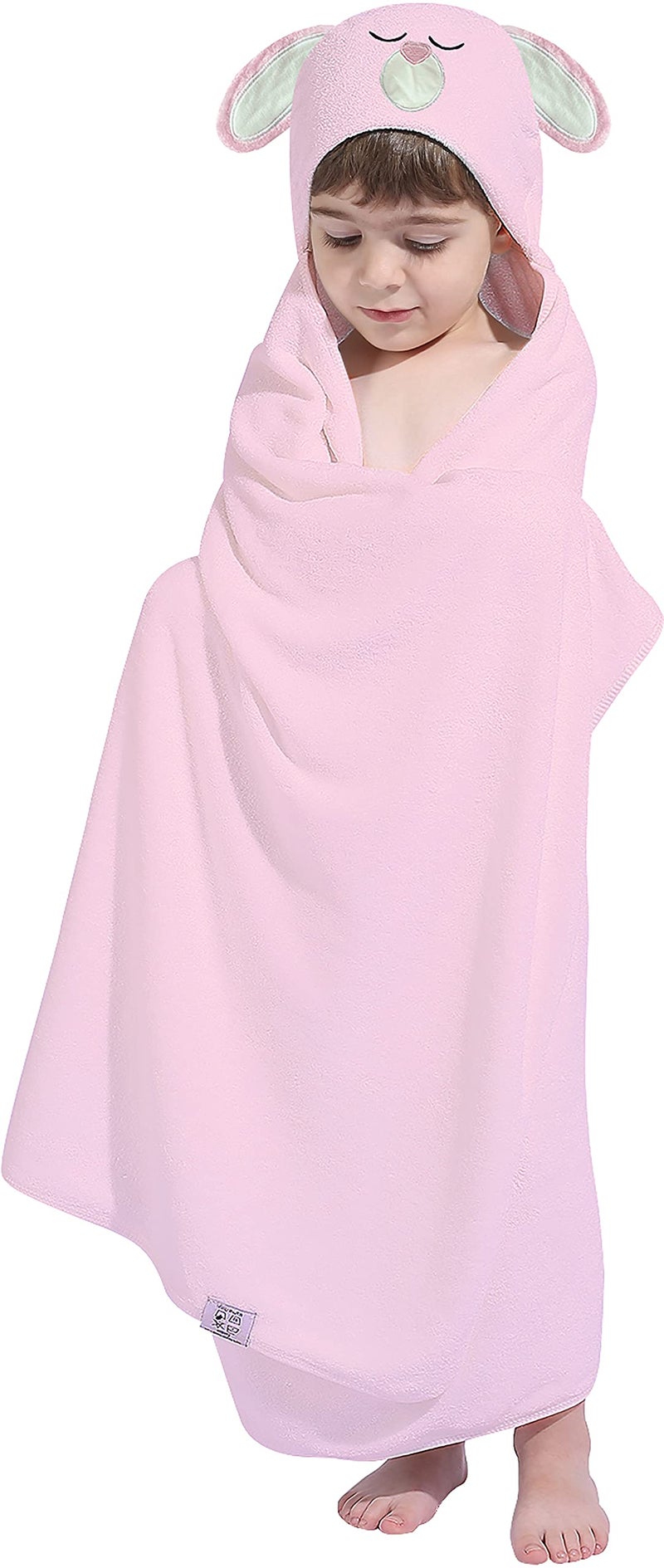 HIPHOP PANDA HIPHOP PANDA Hooded Towel for Kids  Viscose Derived from Bamboo 30 X 50 INCH Large Size for 310 Yrs  Premium Kids Bath Towel Beach Towels Wrap for Girls Boys Pink Rabbit 
