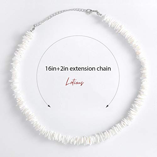 Latious Puka White Shell Necklace Beach Chip Seashell Necklaces Clam Chips Necklace for Women - Image 2