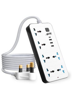 Generic Power Strip with 6 Sockets, 3 USB Ports, 1 Type-C Port, 2M Extension Cable for Home,Kitchen,and Office (White)  - Image 5