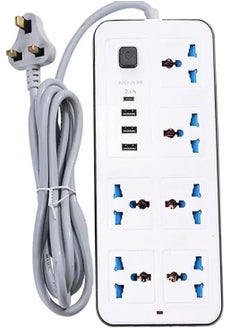 Generic Power Strip with 6 Sockets, 3 USB Ports, 1 Type-C Port, 2M Extension Cable for Home,Kitchen,and Office (White)  - Image 2