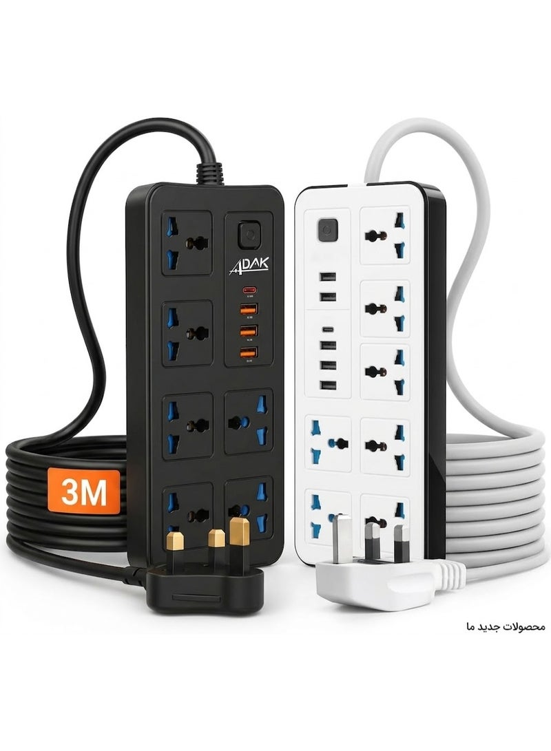 Universal Power Strip Extension Board with 6 Outlets, 3 USB Ports & Type-C Fath 3st Charging, Surge Protected 6 Way Socket wiM Cable,Child Safety Shutters & UK Type-G Plug for Home, Office ( ASSORTED COLOR) - Image 1