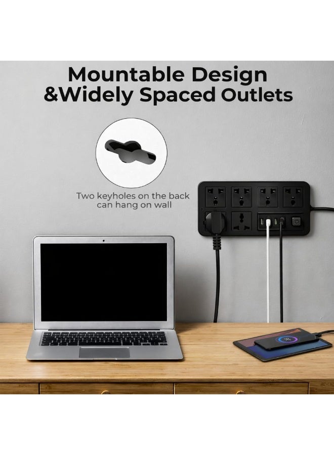 Universal Power Strip Extension Board with 6 Outlets, 3 USB Ports & Type-C Fath 3st Charging, Surge Protected 6 Way Socket wiM Cable,Child Safety Shutters & UK Type-G Plug for Home, Office ( ASSORTED COLOR) - Image 5