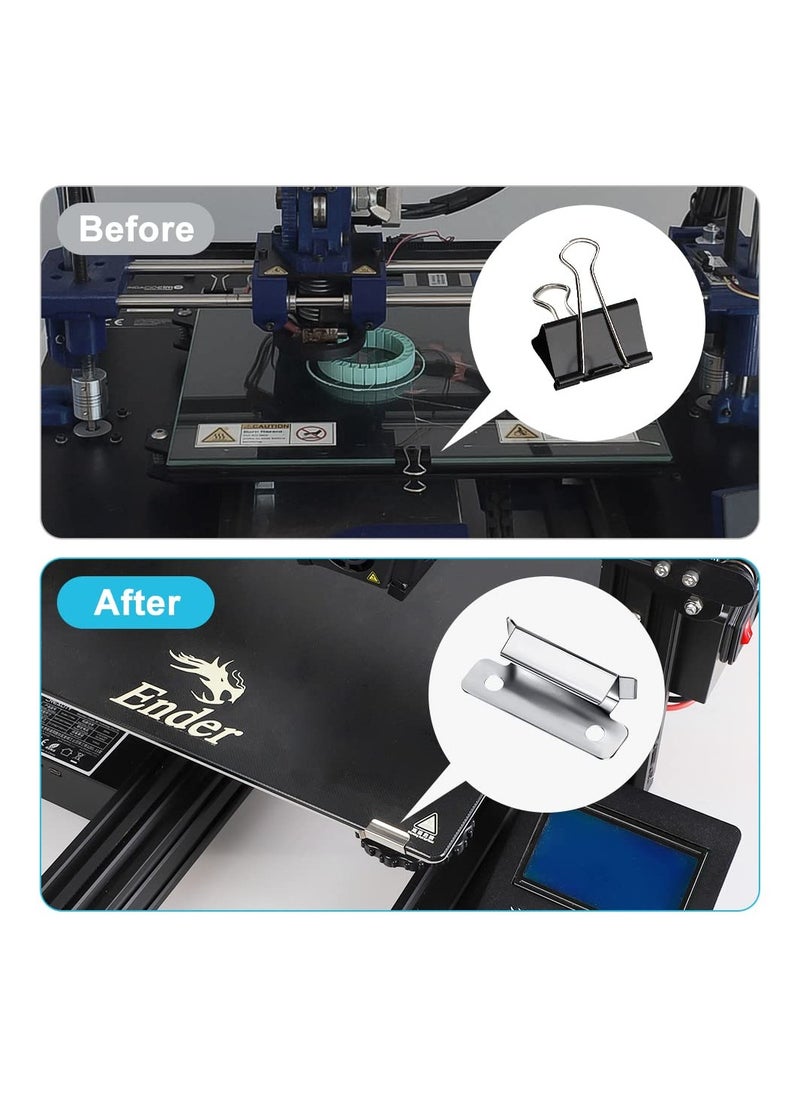 SYOSI 8 Pcs Ender 3 Glass Bed Clips Clamp 3D Printer 7mm Stainless Steel Silver Bed Clips Clamp for Ender 3 Series Ender 5 Series CR-10 Series Heated Bed Platform  - Image 2