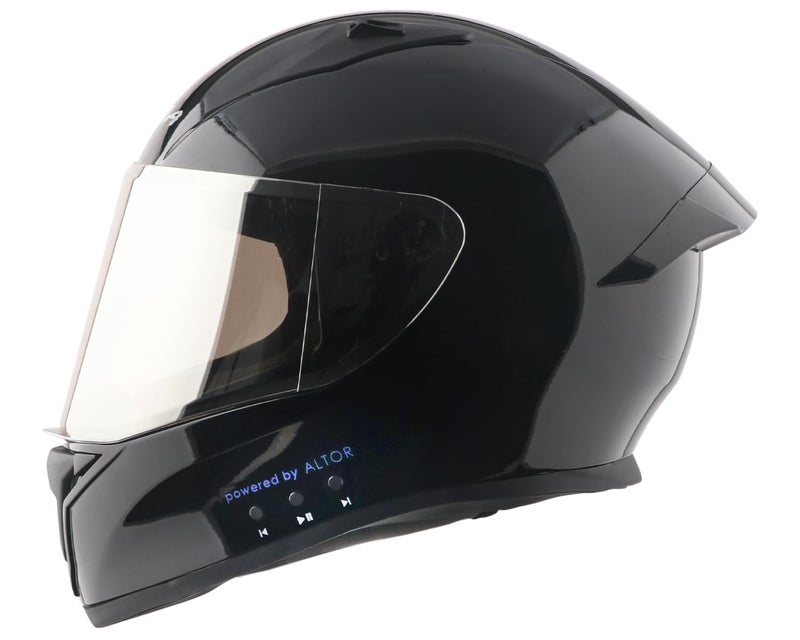 Vega Bolt ISI Certified Smart Bluetooth Full-Face Helmet – Shockproof, UV-Protected, Lightweight, Premium Comfort Black M - Image 1
