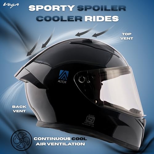 Vega Bolt ISI Certified Smart Bluetooth Full-Face Helmet – Shockproof, UV-Protected, Lightweight, Premium Comfort Black M - Image 4