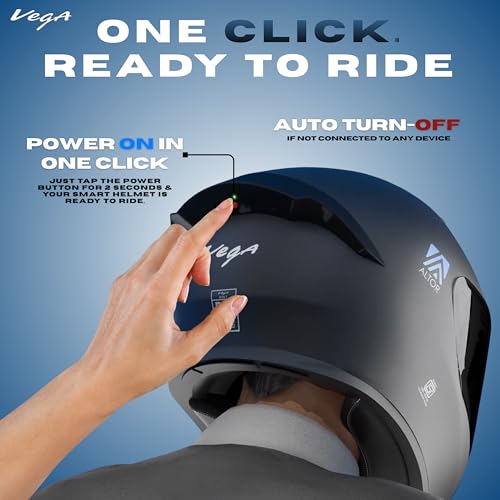 Vega Bolt ISI Certified Smart Bluetooth Full-Face Helmet – Shockproof, UV-Protected, Lightweight, Premium Comfort Black M - Image 2