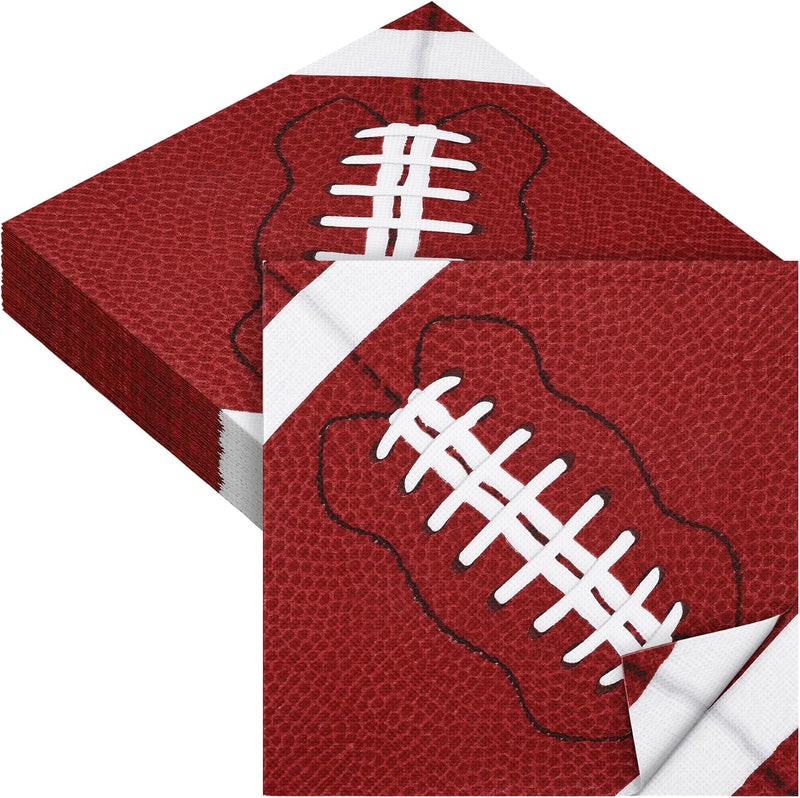 Aodaer 48 Pieces Football Paper Napkins Disposable Football Party Napkins Football Rugby Cocktail Dinner Napkins Set 13" x 13" Unfolded Football Tableware Napkins for Rugby Party Supplies - Image 1