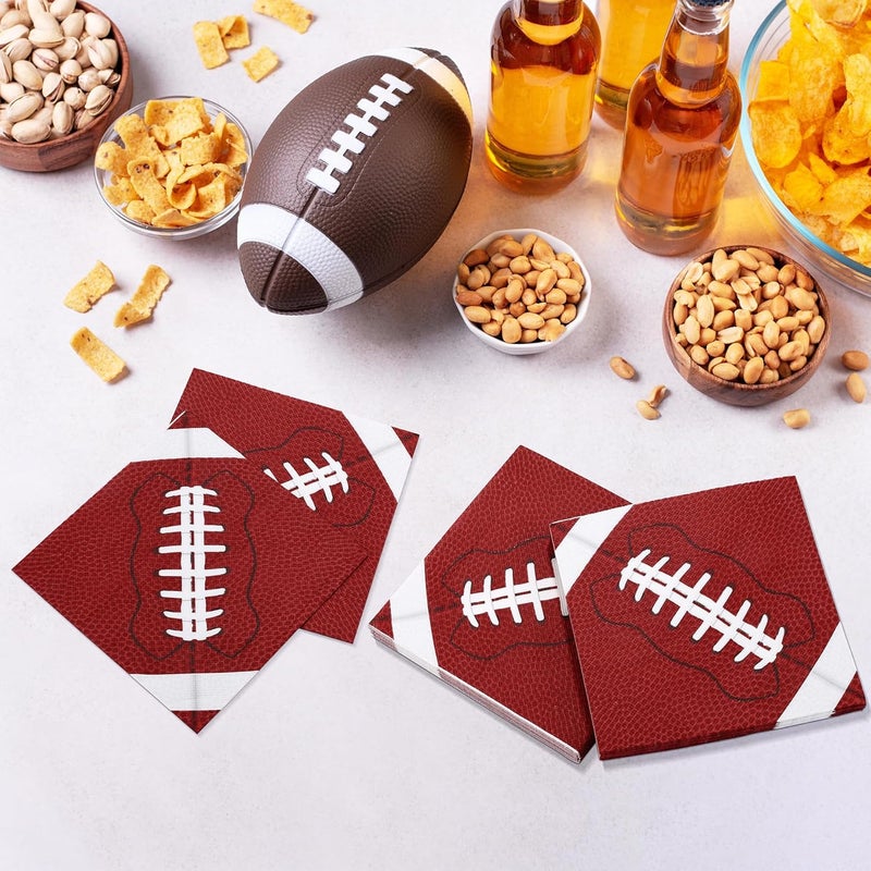 Aodaer 48 Pieces Football Paper Napkins Disposable Football Party Napkins Football Rugby Cocktail Dinner Napkins Set 13" x 13" Unfolded Football Tableware Napkins for Rugby Party Supplies - Image 5