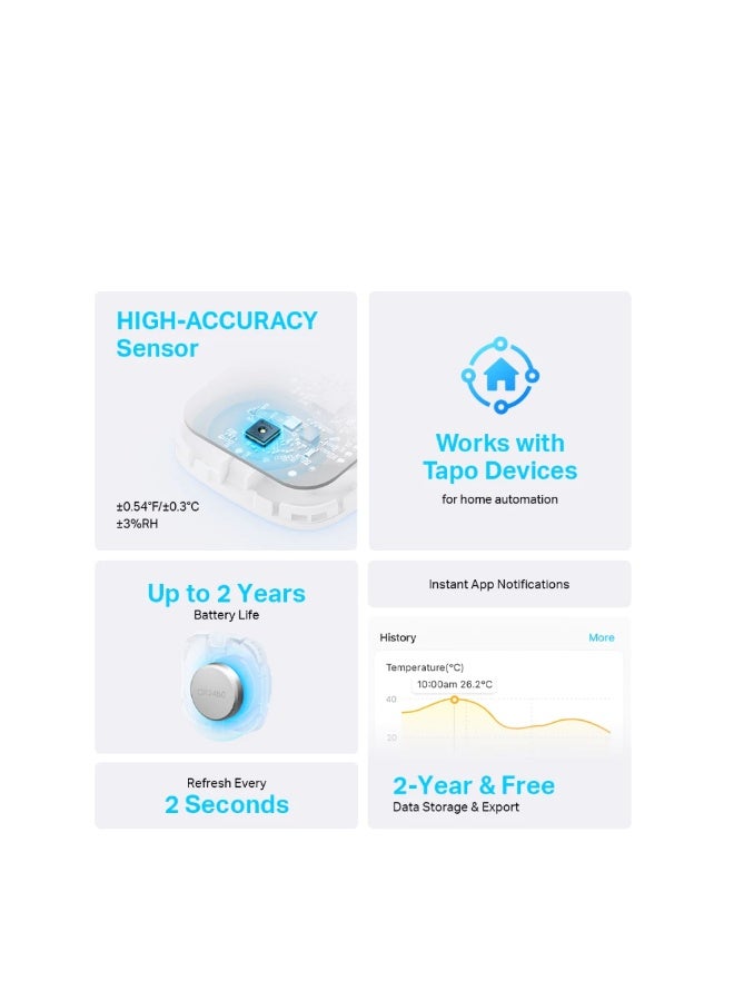 تابو مستشعر درجة الحرارة والرطوبة الذكي TP-Link Tapo T310، عالي الدقة - Image 2