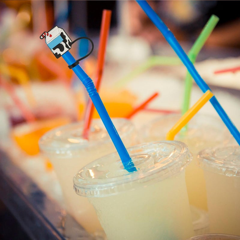Reusable Silicone Straw Tips Cover Set 6pcs Cartoon Dustproof Stopper - Image 4
