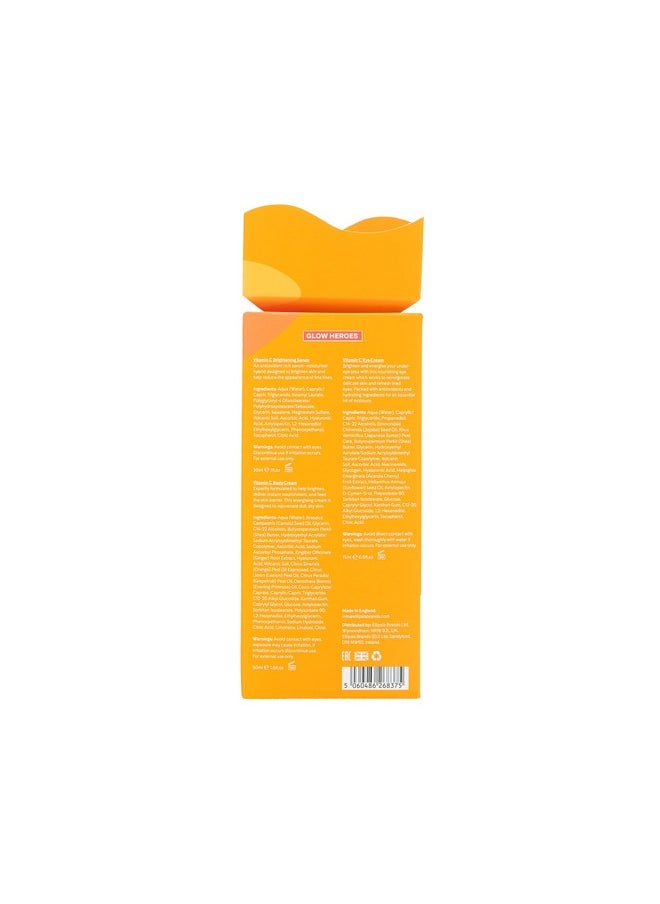 Q+A - Glow Heroes Skincare Giftset - A Trio With Vitamin C Serum 30Ml, Eye Cream 15Ml & Body Cream 50Ml - Rejuvenate - Vegan & Cruelty-Free, Made In Uk - Image 1