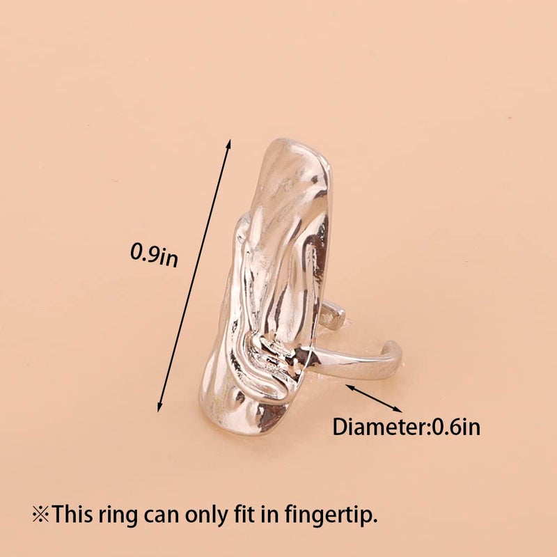 Rumtock 4pcs Punk Silver Fingertip Protective Nail Rings Set with Knuckle Chain Ring Manicure Jewelry for Women Gilrs - Image 5
