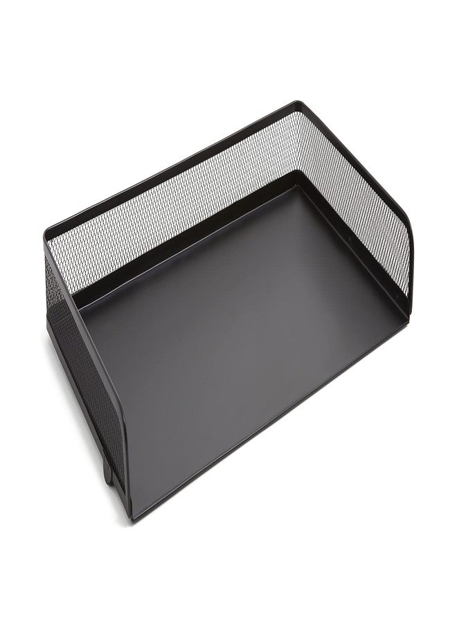 TRU RED Side‑Load Stackable Metal Letter Tray, Matte Black - Desktop Paper Organizer for Office Files & Documents - Image 3