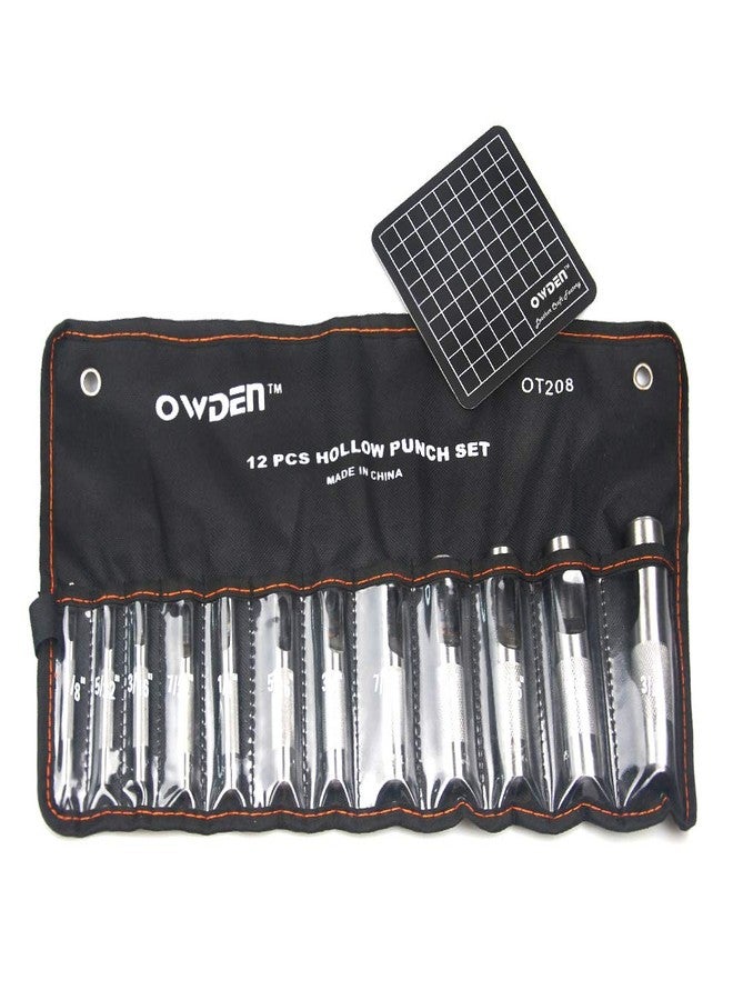 OWDEN 12Piece Leather Hole Punch Set with a Free Cutting mat,Leather Tool,Hollow Punch Set, Round Hole Punch Set,for Cutting of Soft Material - Image 2