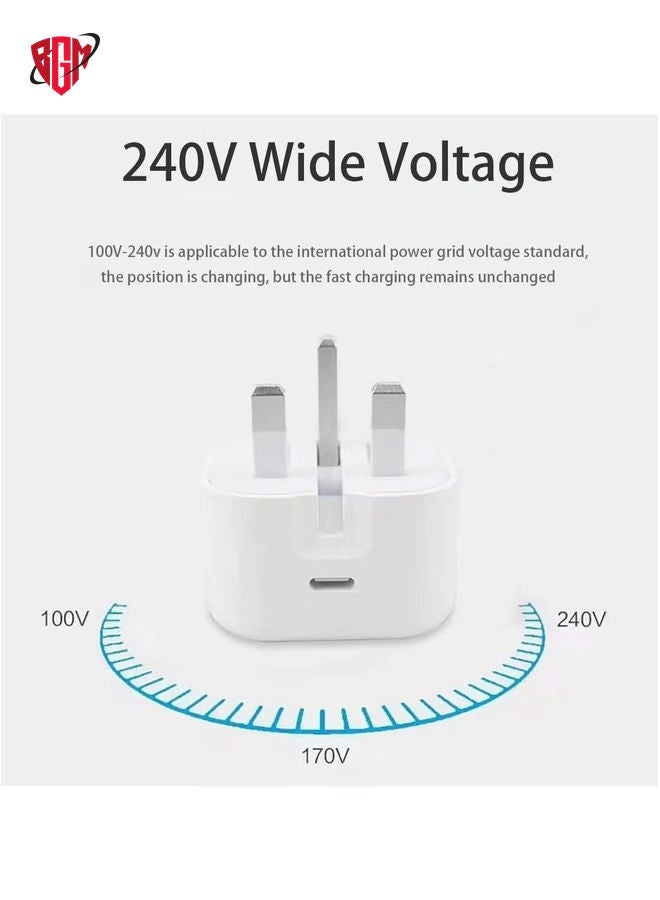 BGM Type C Fast Charger PD 20W Power Adapter for iPhone 13/12/11/14 Series, Plug PD Power Adapter Wall Plug Compatible with iPhone 14  - Image 3