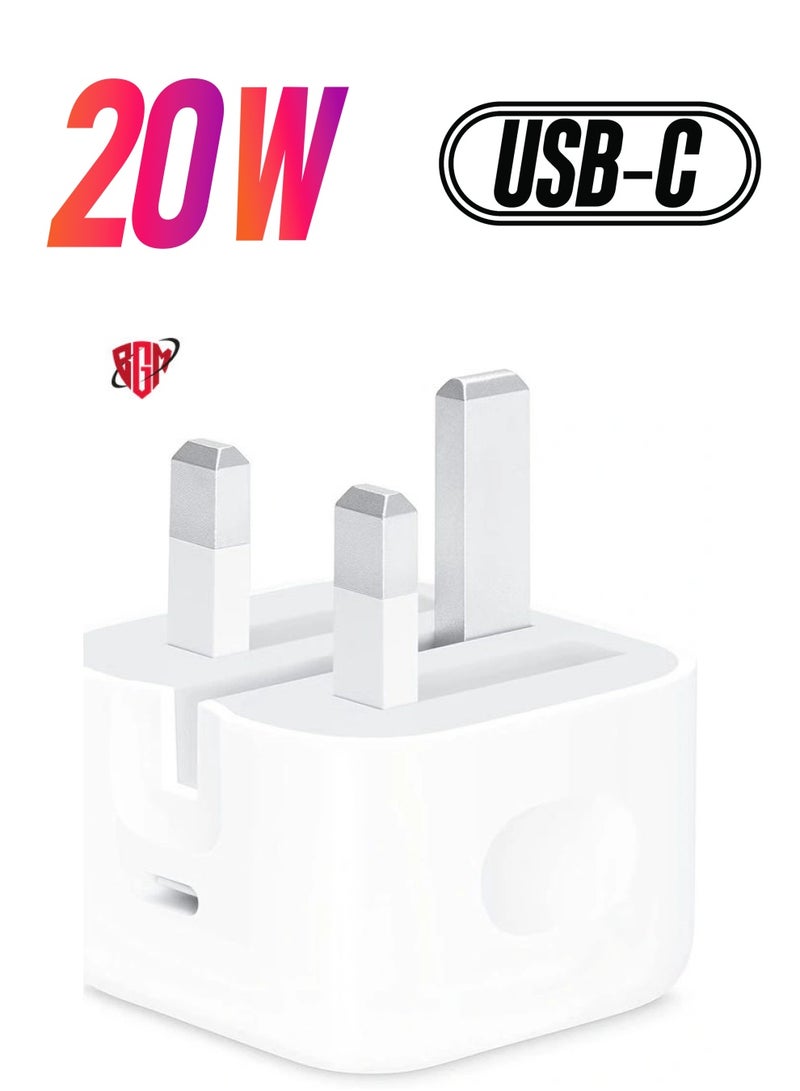 BGM Type C Fast Charger PD 20W Power Adapter for iPhone 13/12/11/14 Series, Plug PD Power Adapter Wall Plug Compatible with iPhone 14  - Image 1