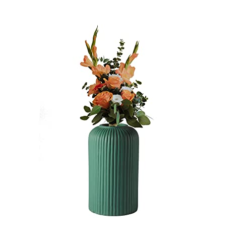 Lasaki Evelyn Small Deep Jungle Green Ceramic Vase | Decorative Vase for Pampas Grass, Dried & Artificial Flowers | Centrepiece & Showpiece for Home Decor, Living Room & Tabletop (H-15.5 X D-8 cm) - Image 4