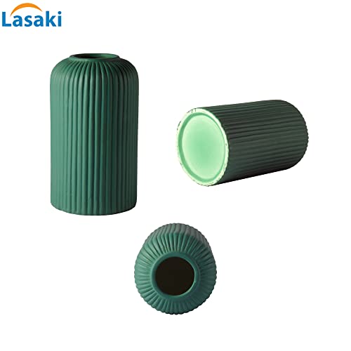 Lasaki Evelyn Small Deep Jungle Green Ceramic Vase | Decorative Vase for Pampas Grass, Dried & Artificial Flowers | Centrepiece & Showpiece for Home Decor, Living Room & Tabletop (H-15.5 X D-8 cm) - Image 5