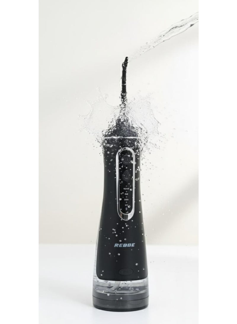 REBENUO Water Flosser For Teeth Cordless 320Ml Portable Oral Irrigator Flosser 4 Cleaning Modes And 3 Jet Tips, Ipx7 Waterproof - Black - Image 4