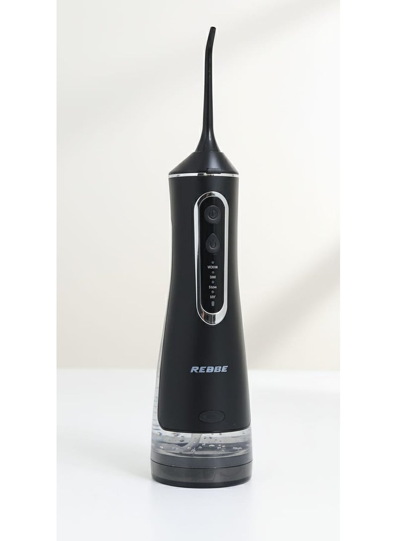 REBENUO Water Flosser For Teeth Cordless 320Ml Portable Oral Irrigator Flosser 4 Cleaning Modes And 3 Jet Tips, Ipx7 Waterproof - Black - Image 2