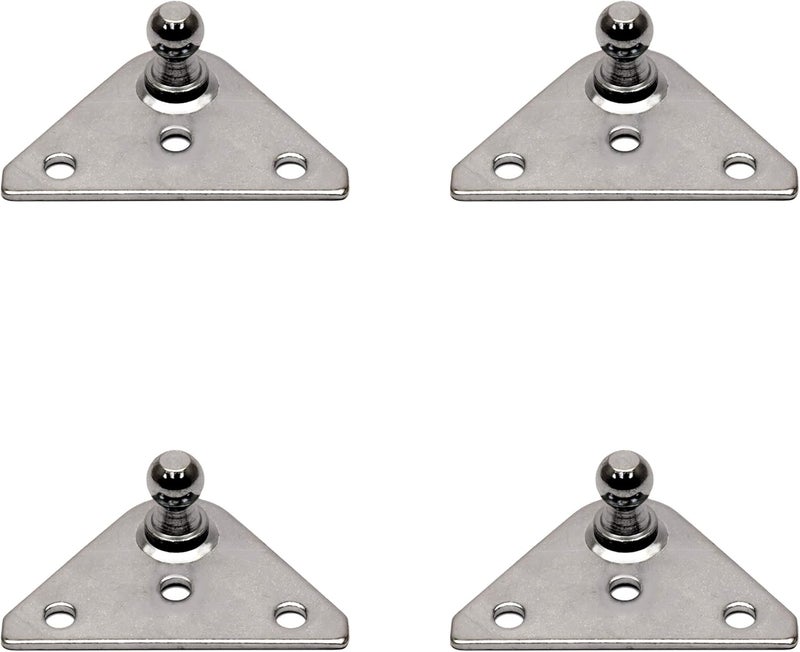 TCH Hardware - 4 Pack 10mm Steel Ball Stud Flat Mounting Bracket | Gas Spring Shock Strut Prop | Steel | Heavy Duty Zinc Plate Hardware | Silver - Image 1