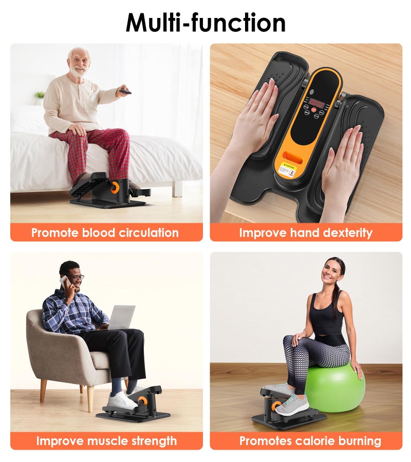yolid 2025 New Under Desk Elliptical Machine,Portable Seated Pedal Exercise Machine for Seniors,Mini Leg Exerciser with 12 Adjustable Speeds&Remote Control,Quiet&Compact for Home Office (Orange) - Image 4