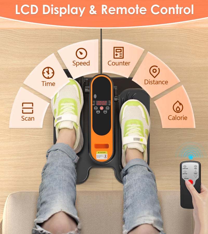 yolid 2025 New Under Desk Elliptical Machine,Portable Seated Pedal Exercise Machine for Seniors,Mini Leg Exerciser with 12 Adjustable Speeds&Remote Control,Quiet&Compact for Home Office (Orange) - Image 3