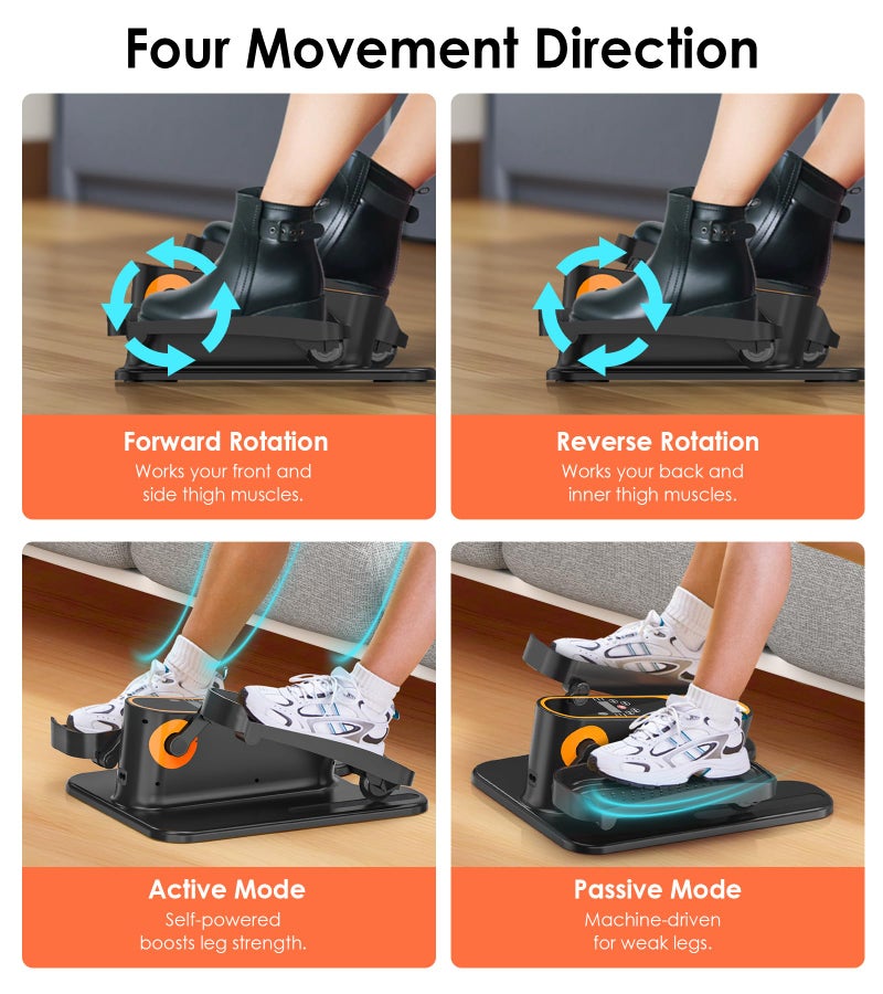 yolid 2025 New Under Desk Elliptical Machine,Portable Seated Pedal Exercise Machine for Seniors,Mini Leg Exerciser with 12 Adjustable Speeds&Remote Control,Quiet&Compact for Home Office (Orange) - Image 5