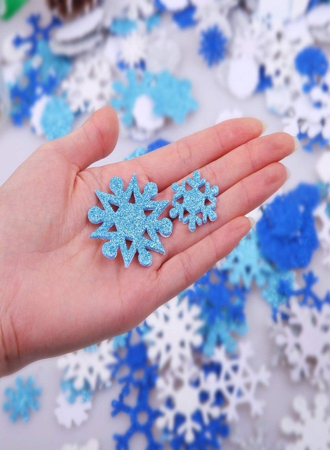 Aneco 500 Pieces Glitter Snowflakes Foam Stickers Self-Adhesive Winter Snowflake Stickers for Christmas Party and DIY Craft Projects - Image 3