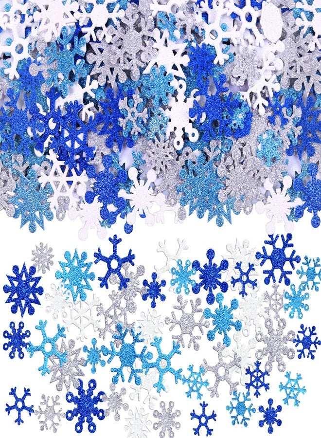 Aneco 500 Pieces Glitter Snowflakes Foam Stickers Self-Adhesive Winter Snowflake Stickers for Christmas Party and DIY Craft Projects - Image 1