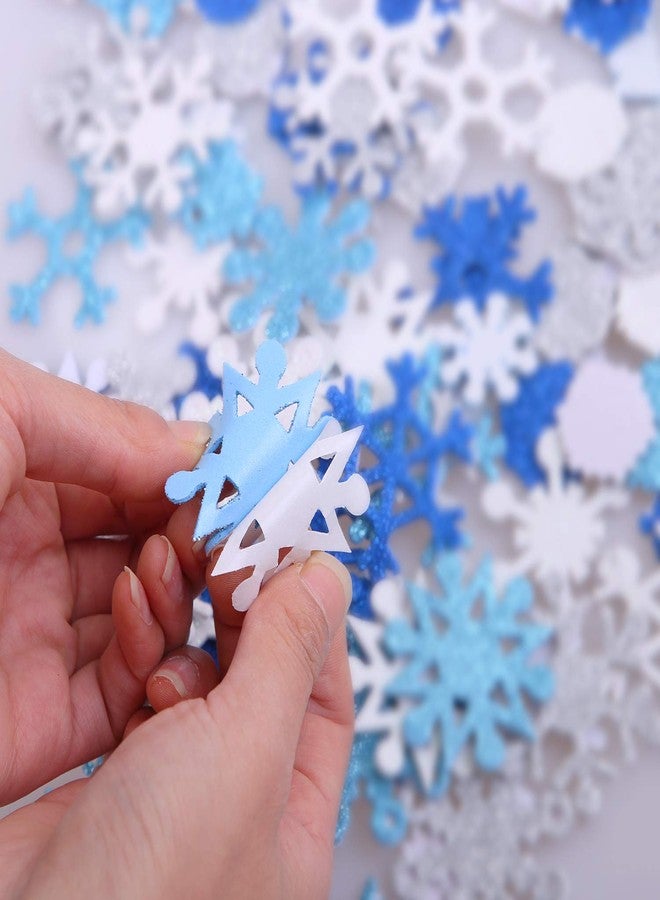 Aneco 500 Pieces Glitter Snowflakes Foam Stickers Self-Adhesive Winter Snowflake Stickers for Christmas Party and DIY Craft Projects - Image 4