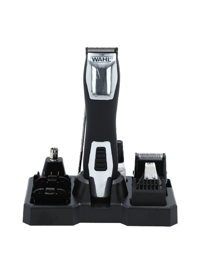 WAHL Rechargeable Groomsman Pro Men Trimmer with 8 Accessories Black and Silver 13.8 x 6.8 x 27 cm 9855-1227 - Image 1