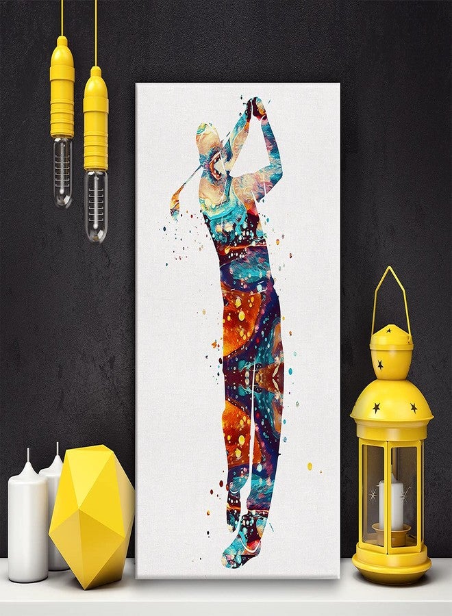 Hijie Golf Player Watercolor Poster Canvas Wall Art for Home Office Decor - Golf Sports Canvas Print Wall Art Painting Ready to Hang Golfer Gifts - Easel & Hanging Hook 12x15 Inch - Image 4