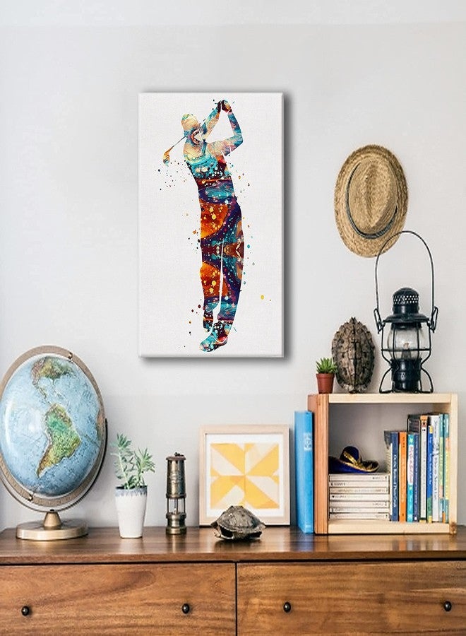 Hijie Golf Player Watercolor Poster Canvas Wall Art for Home Office Decor - Golf Sports Canvas Print Wall Art Painting Ready to Hang Golfer Gifts - Easel & Hanging Hook 12x15 Inch - Image 5