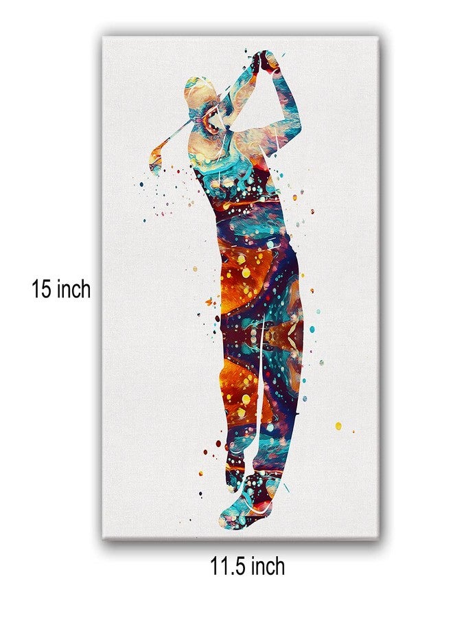Hijie Golf Player Watercolor Poster Canvas Wall Art for Home Office Decor - Golf Sports Canvas Print Wall Art Painting Ready to Hang Golfer Gifts - Easel & Hanging Hook 12x15 Inch - Image 2