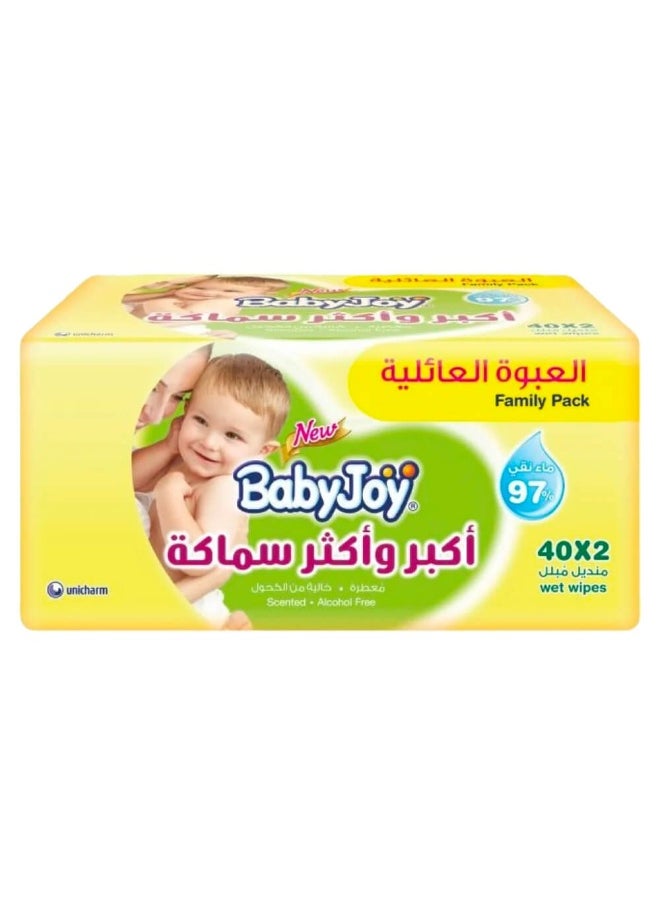 Baby Joy BabyJoy Thick & Large Wet Wipes Scented, 40 Wipes × 2 
