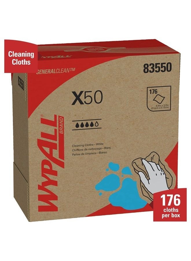 WypAll - WYPALL 83550 X50 Cloths, POP-UP Box, 9 1/10 x 12 1/2, White, 176 per Box (Case of 10 Boxes) - Image 1