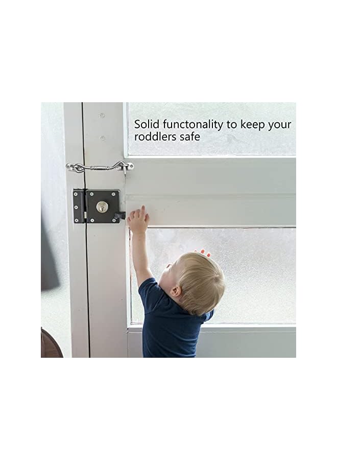 promass Gate Hook Eye Latch, 2 Pcs 4 Inch Barn Door Lock and Gate Door Stainless Steel Swivel Window Door Lock, Window Brace Silent Holder with Mounting Screws for Garage, Garden Gates, Closet Shed - Image 2