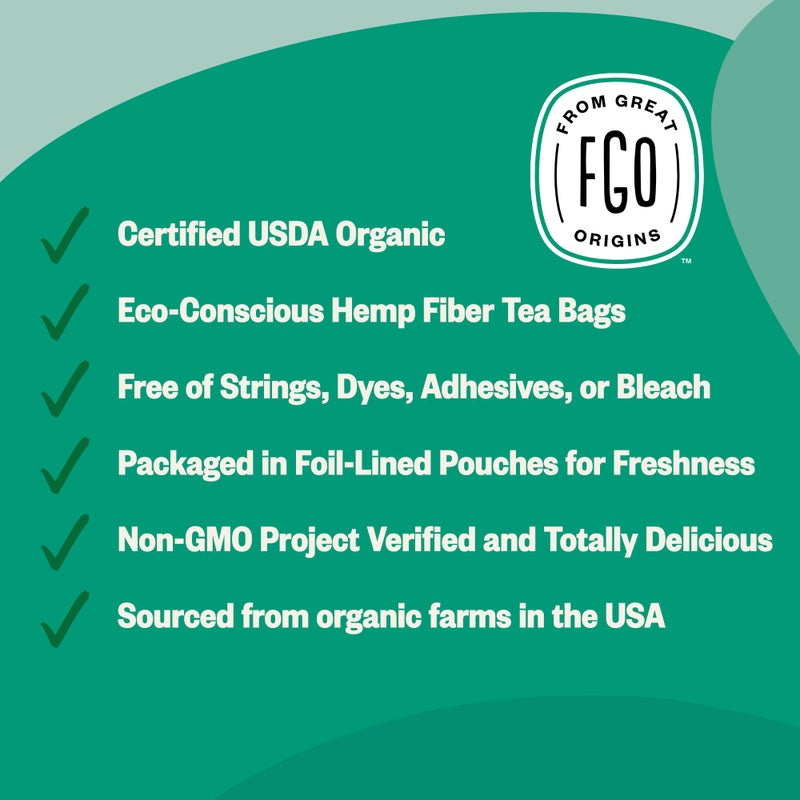 FGO Organic Spearmint Leaf Tea, 100 Count, Eco-Conscious Tea Bags, Caffeine Free, Resealable Bag, Packaging May Vary (Pack of 1) - Image 3