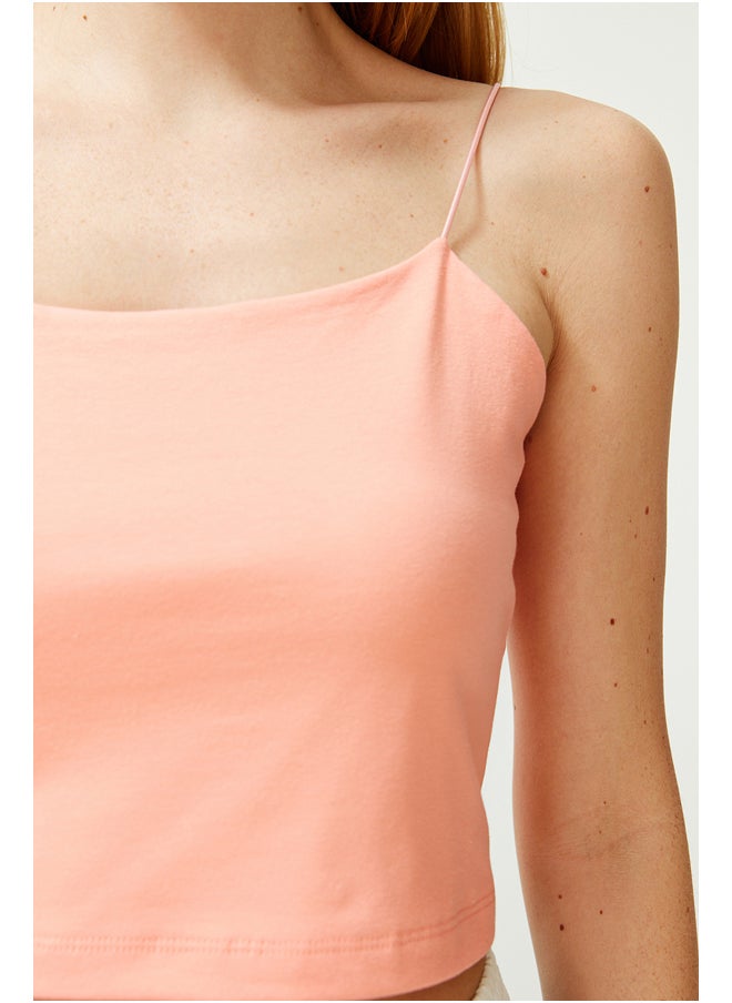 trendyol Salmon Cotton Spaghetti Strappy Fitted Crop Stretchy Knit Undershirt TWOSS20AL0006  - Image 5
