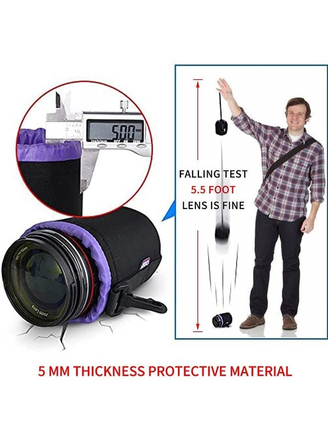 Cwatcun 4 Pack Lens Pouch Set, Camera Lens Case Bag with Thick Protective Neoprene, for Canon Nikon Sony Pentax Olympus Panasonic Fuji Sigma DSLR SLR Camera Lens (Size Small, Medium, Large, X Large) - Image 2