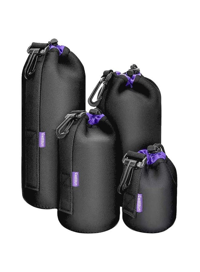 Cwatcun 4 Pack Lens Pouch Set, Camera Lens Case Bag with Thick Protective Neoprene, for Canon Nikon Sony Pentax Olympus Panasonic Fuji Sigma DSLR SLR Camera Lens (Size Small, Medium, Large, X Large) - Image 1