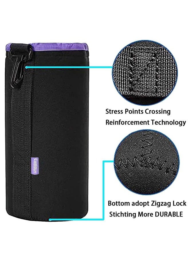 Cwatcun 4 Pack Lens Pouch Set, Camera Lens Case Bag with Thick Protective Neoprene, for Canon Nikon Sony Pentax Olympus Panasonic Fuji Sigma DSLR SLR Camera Lens (Size Small, Medium, Large, X Large) - Image 3