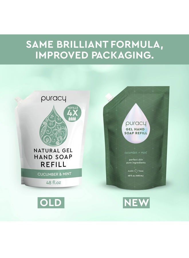 puracy Organic Hand Soap, Professional Hand Washers We've All Become, Moisturizing Natural Gel Hand Wash Soap, Liquid Hand Soap Refills for Soft Skin (Refill Cucumber & Mint, 48 Ounce) - Image 2
