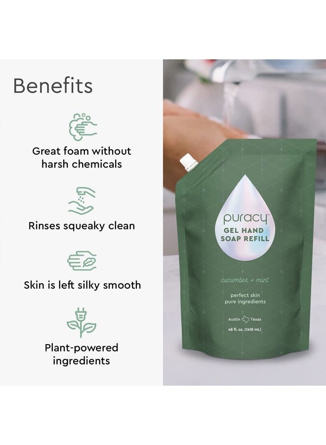 puracy Organic Hand Soap, Professional Hand Washers We've All Become, Moisturizing Natural Gel Hand Wash Soap, Liquid Hand Soap Refills for Soft Skin (Refill Cucumber & Mint, 48 Ounce) - Image 3
