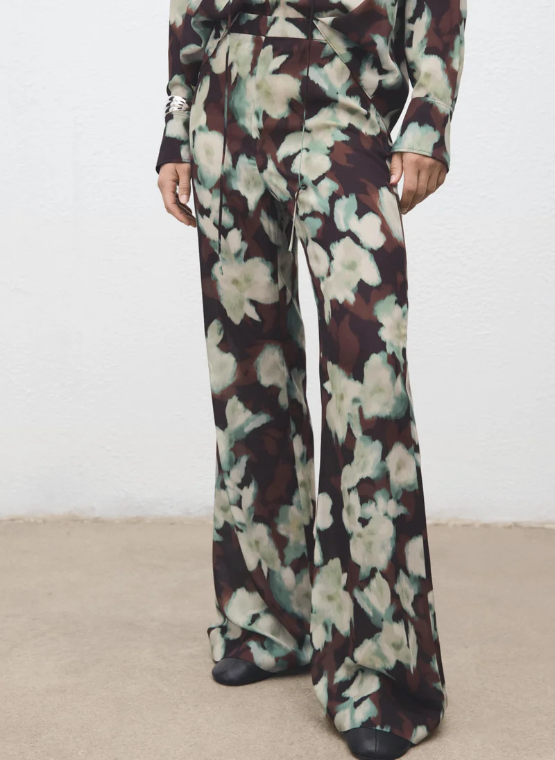 MANGO Printed flared trousers