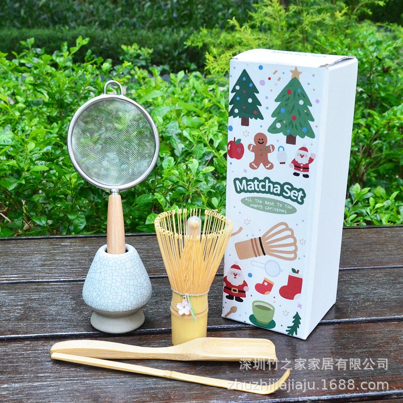 Christmas Gift Matcha Set With Matcha Tools, Tea Ceremony Matcha Whisk, Tea Spoon, Tea Stirrer 304 - Image 1