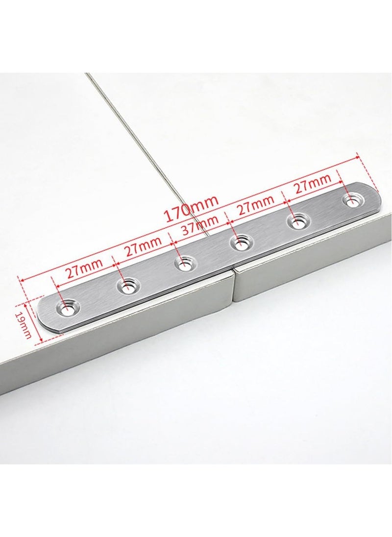 Rubik Flat Straight Brace Brackets with Screws, 5pcs Stainless Steel Mending Repair Plate for Shelf Supports Fixing Wood Furniture Chair Table Cabinet Bed (170x19mm)  - Image 2