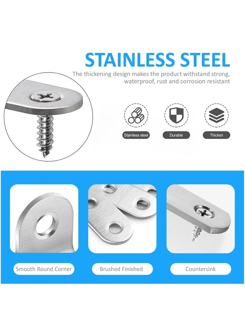 Rubik Flat Straight Brace Brackets with Screws, 5pcs Stainless Steel Mending Repair Plate for Shelf Supports Fixing Wood Furniture Chair Table Cabinet Bed (170x19mm)  - Image 4